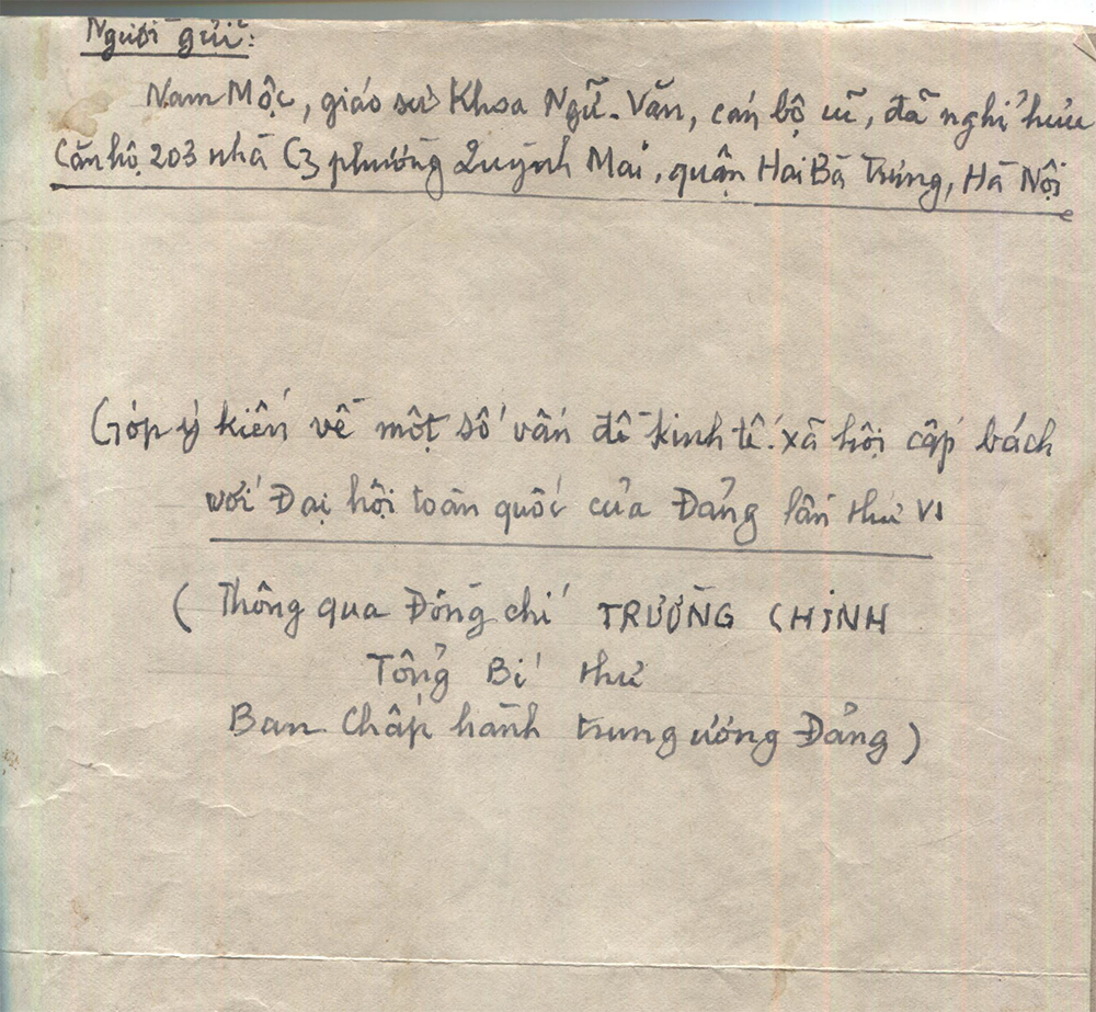 Cha tôi góp ý với Đảng

